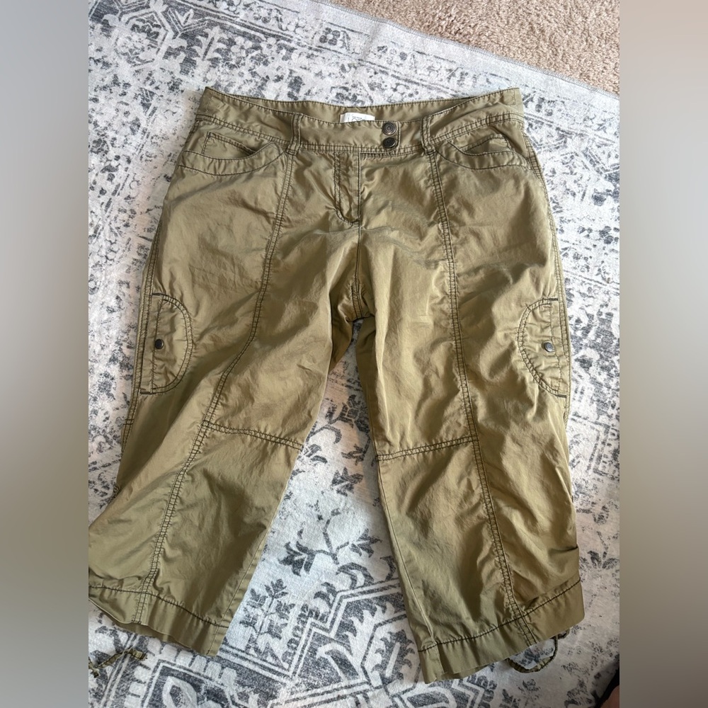 ann taylor loft Marisa womens carpi utility cargo pants green size 10
